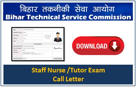 BTSC Staff Nurse Admit Card